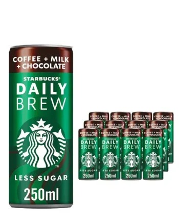 Starbucks Daily Brew Iced Coffee with Milk & Chocolate Can Multipack, 12 x 250 ml