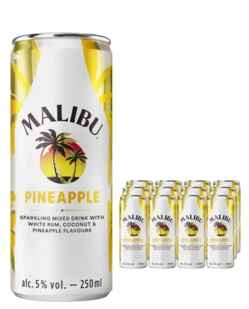 Malibu Coconut Rum & Pineapple Pre-Mixed Can Multipack, 12 x 250 ml