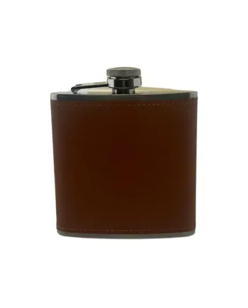 Tan Leatherette 6oz Hip Flask