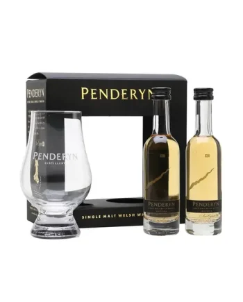 Penderyn Madeira Finish 2 Miniatures and Glass Set