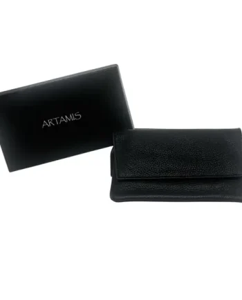 Artamis Black Leather Button Tobacco Pouch PO21CBL