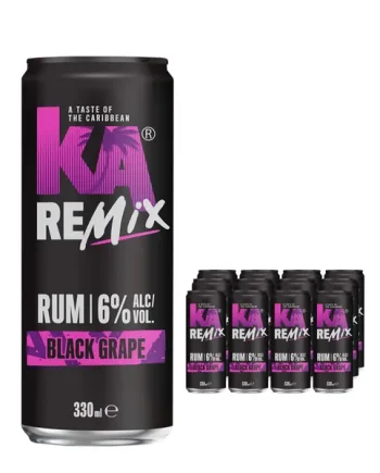 KA Remix Rum Black Grape Premixed Can Multipack, 12 x 330 ml