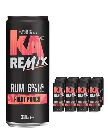 KA Remix Rum Fruit Punch Premixed Can Multipack, 12 x 330 ml