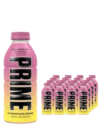 Prime Strawberry Banana Hydration Drink Multipack, 12 x 500 ml