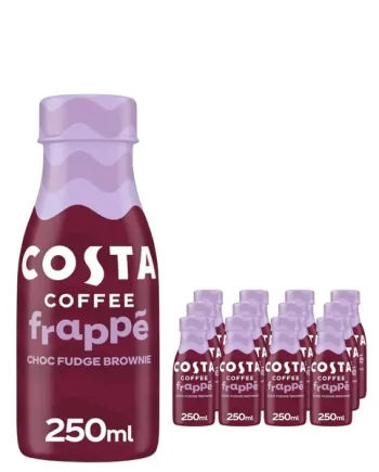 Costa Coffee Frappe Choc Fudge Brownie Plastic Bottle Iced Coffee, 12 x 250 ml