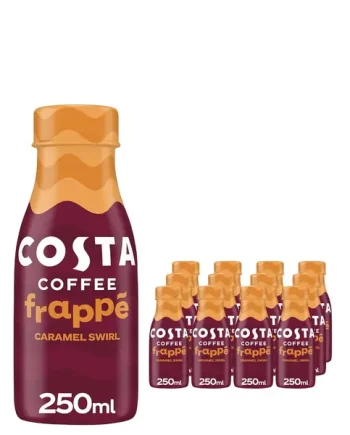 Costa Coffee Frappe Caramel Swirl Plastic Bottle Iced Coffee, 12 x 250 ml