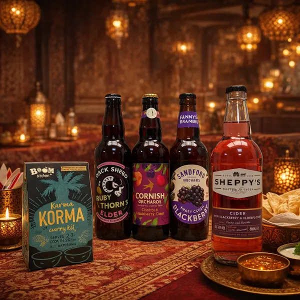 Curry Night In A Box – Dark Fruit Cider Gift Hamper Set | Dark Fruit Cider Case with Curry Kit - The Online Cider Shop