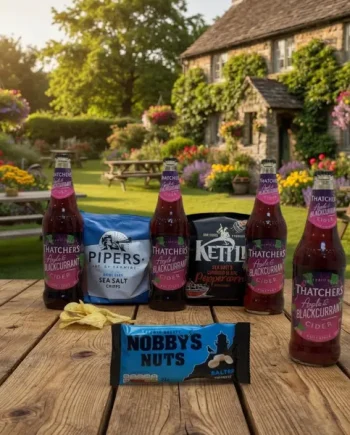 Pub In A Box - Thatchers Apple & Blackcurrant Cider Gift Hamper with Pub Snacks - The Online Cider Shop