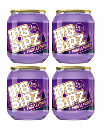 Big Sipz Purple Punch Pre-Mixed Cocktail with Vodka 14% ABV 200ML Pack of 4