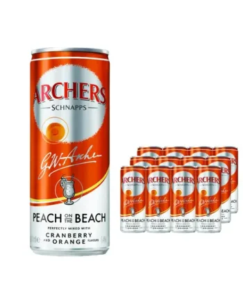 Archers Peach on the Beach Premixed Cocktail Multipack, 12 x 250 ml