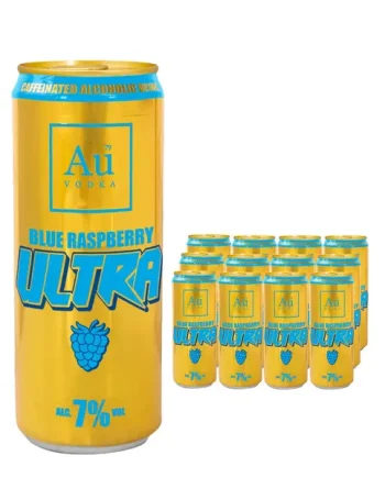 Au Vodka Ultra Blue Raspberry Caffeine Premixed Drink Multipack, 12 x 500 ml
