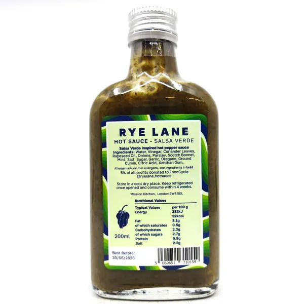 Rye Lane Salsa Verde Hot Sauce (200ml)
