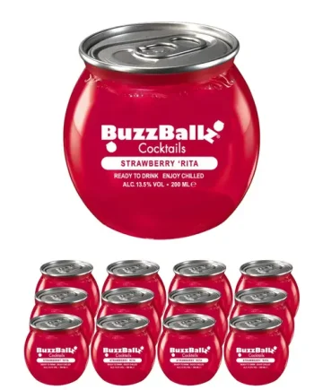 BuzzBallz Strawberry Rita Cocktail Multipack, 12 x 200 ml