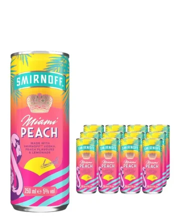 Smirnoff Miami Peach Premixed Can Multipack, 12 x 250 ml