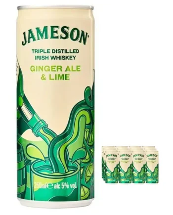 Jameson Irish Whiskey Ginger Ale & Lime Premixed Cocktail Multipack, 12 x 250 ml