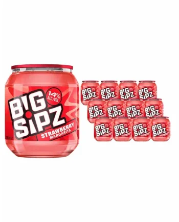 Big Sipz Strawberry Margarita Cocktail Multipack, 12 x 200 ml