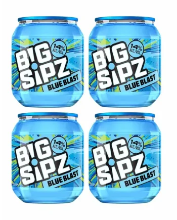 Big Sipz Blue Blast Pre-Mixed Cocktail with Vodka 14% ABV 200ML pack of 4