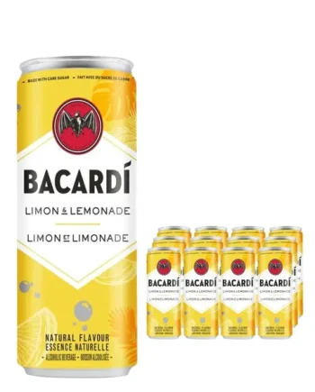 Bacardi Limon & Lemonade Rum Premixed Drink Can Multipack, 12 x 250 ml